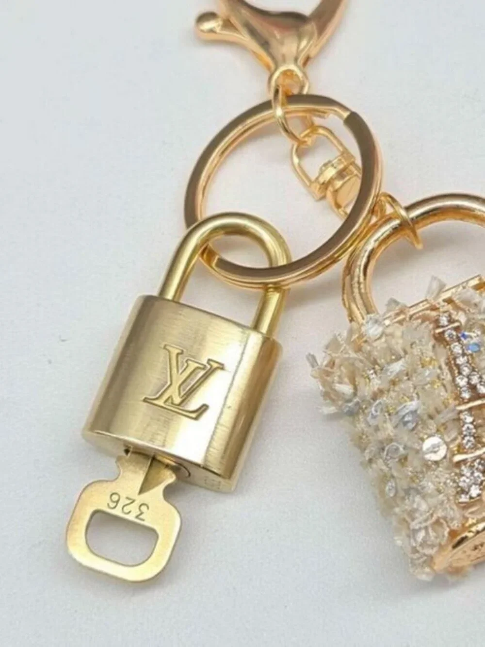 Authentic Louis Vuitton Lock & Key Gold ✨ Unbranded Keychain Bag Charm LV